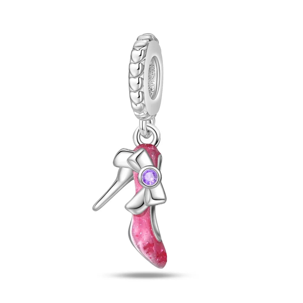 Klassische rote High Heels und goldene Turnschuhe aus 925er-Sterlingsilber, Fußball-Trophäe, baumelnder Charm, passend für Armbänder, Boutique-Schuhserie, Geschenke