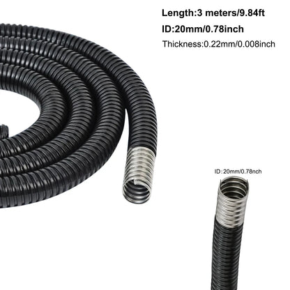 1/2 Stück wasserdichter, kunststoffbeschichteter Metallschlauch, Durchmesser 4–20 mm, gewelltes Rohr, Kabelbaumgehäuse für Kabelleitungsschutz