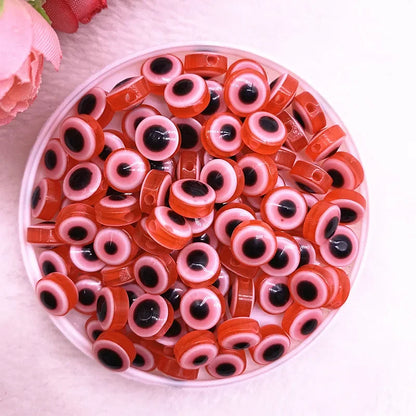50 Stück 6/8/10 mm ovale Perlen Evil Eye Harz Spacer Perlen für Schmuckherstellung DIY Armband Perlen # 01