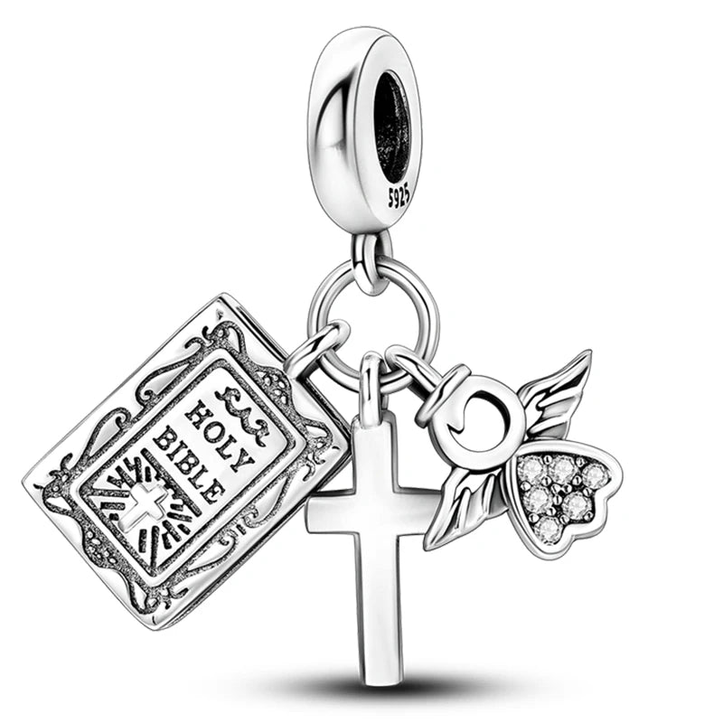 Heißer Verkauf Charms Perlen 925 Sterling Silber Farbe Bogen Kreuz Lebensbaum Perlen Fit DIY Original Armreif Charme Anhänger Schmuck