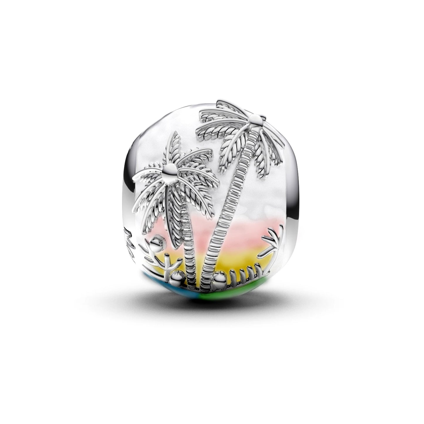 Manyilus S925 Silber Kokosnussbaum Strand Charm für Original Armband, Tropische Insel Schmuck Anhänger DIY, Sommer Urlaub Geschenk