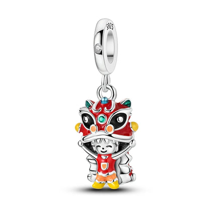 Exquisite Charm-Anhänger aus 925er-Sterlingsilber mit weißen Tigerperlen und Kaninchen-Barista-Anhänger, passend für Armbänder, niedliche Schmuck-Accessoires, Geschenke