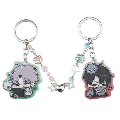 Anime Alien Stage IVAN & TILL Schlüsselanhänger Herz Schleife Handyanhänger Perlen Schlüsselanhänger Vielseitiger Rucksack Dekoration Zubehör Geschenke