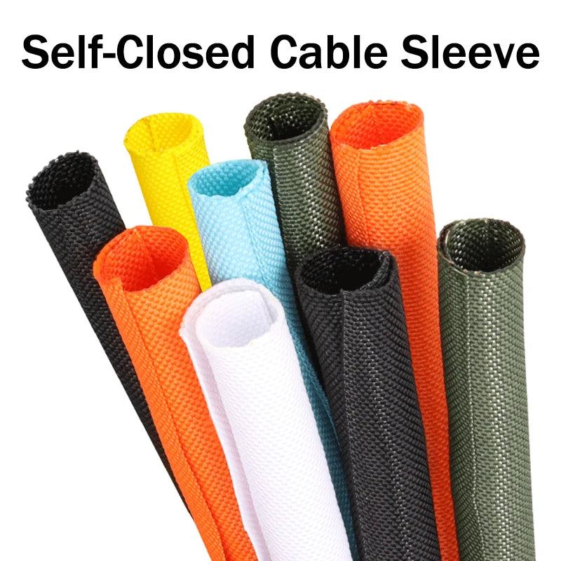 5/10M Kabelschutzmantel, selbstschließend, PET-geflochten, isolierende Ummantelung, flexibler Kabelkanal, geteilter Schlauch, Drahtschutz