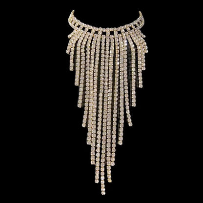 Modische lange Quasten-Anhänger-Halskette für Damen, Party, Abendessen, sexy weißer Strass-Halsband, grenzüberschreitend, beliebt, leuchtend, U-förmig