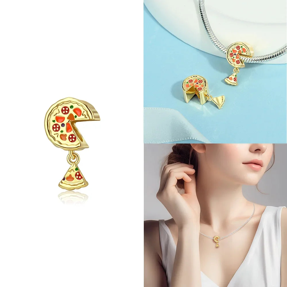 Original funkelnde Charm-Perlen aus 925er-Sterlingsilber, Gold, Rose, heller Stern, Herz, passend für Armbänder, DIY-Jubiläums-Schmuck, Geschenk