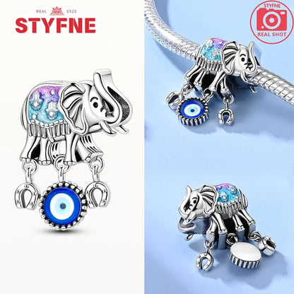 NEUE Silber 925 Elefant Evil Eye Hand Kreuz Herz Blau Zirkon Perlen Charms Fit Original Armband für Frauen Diy Edlen Schmuck geschenk