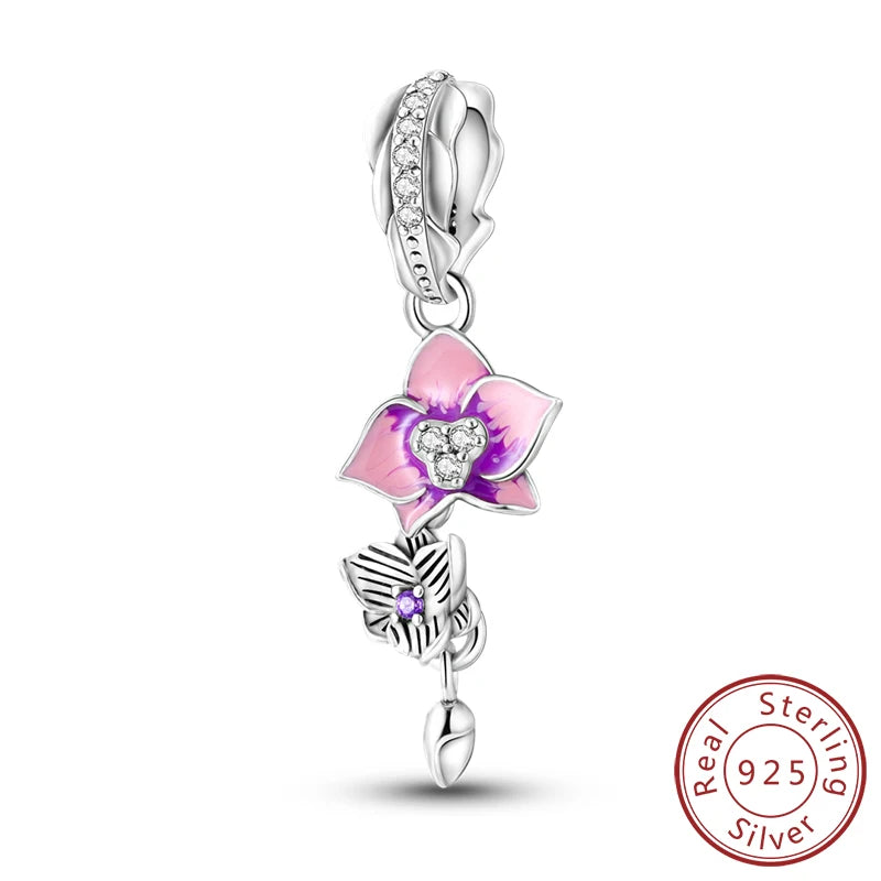 Frühling Charms Perlen Anhänger 925 Sterling Silber Blume Schmetterling Libelle Pilz Charms Fit Armband Frau Mann DIY Schmuck