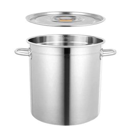35L/30Qt Edelstahl-Suppentopf, Großer Kochtopf für die Küche, Robuster Gewerbe-Konservierungstopf mit Deckel und 2 Griffen