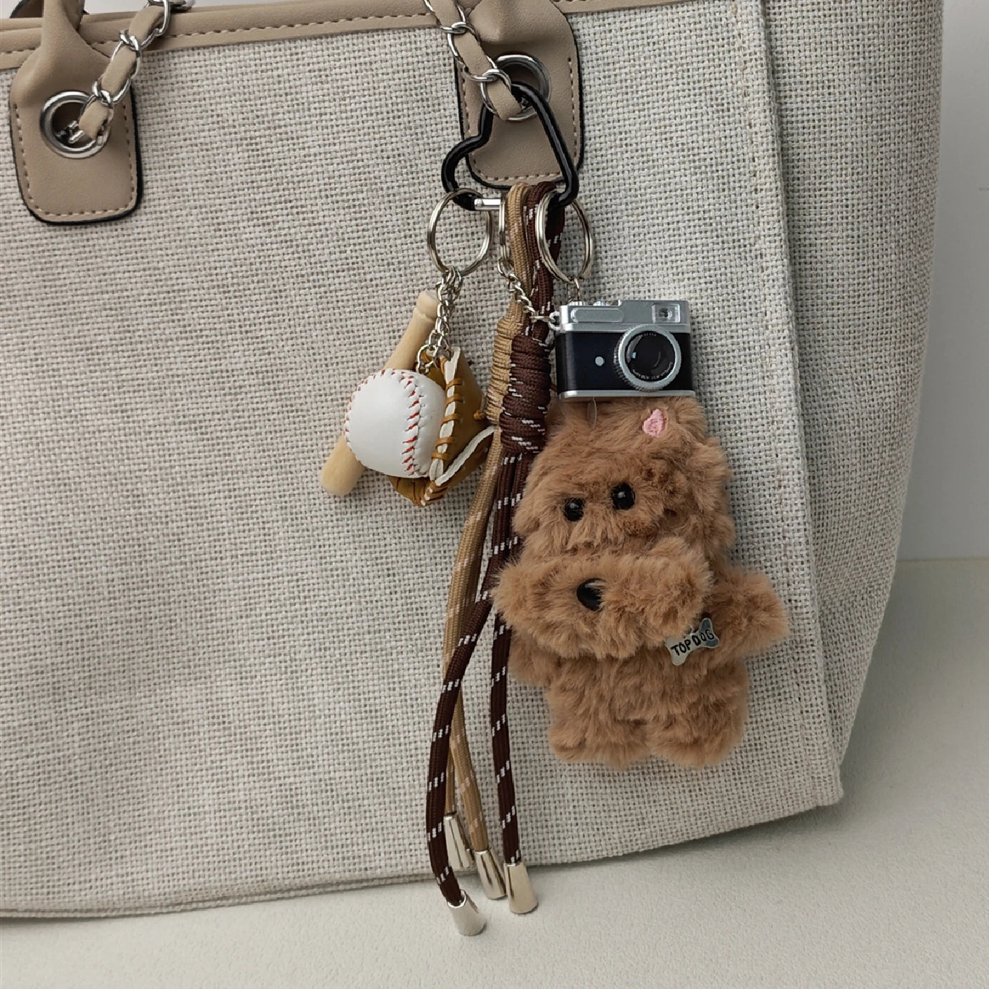 2025 neue Nette Cartoon Plüsch Puppe Tasche Anhänger Hund Kaninchen Kleiner Bär Kamera Schlüsselanhänger Zubehör Geschenk