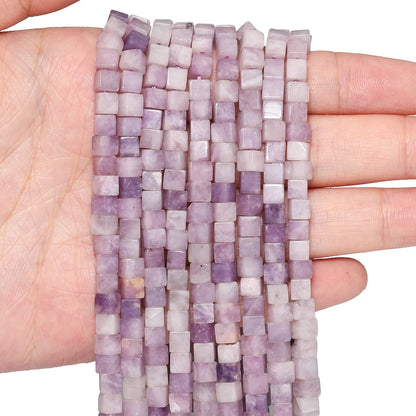 4 mm quadratische Würfelform-Perlen, natürlicher Lapislazuli, Amazonit, lila Achat-Steinperlen für Schmuckherstellung, DIY-Armband-Zubehör