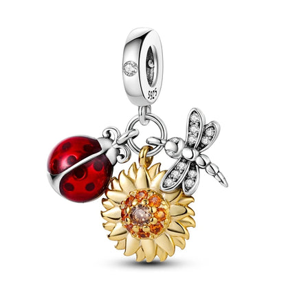 Heißer Verkauf 925 Silber Schmetterling Chamäleon Eule Sonnenblume Charms Fit Original Armband Halskette DIY Perle Für Frauen Schmuck