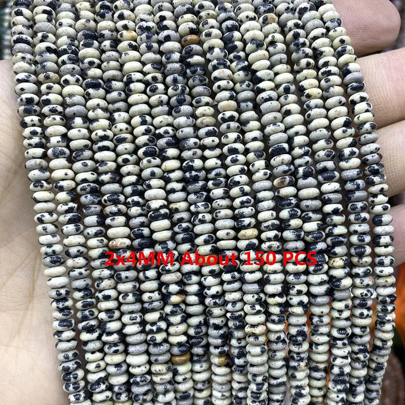 Natürliche Stein Dalmatiner Jaspis Runde Würfel Facettierte Rondelle Lose Spacer Perlen Für Schmuck Machen Charms DIY Armbänder Halskette