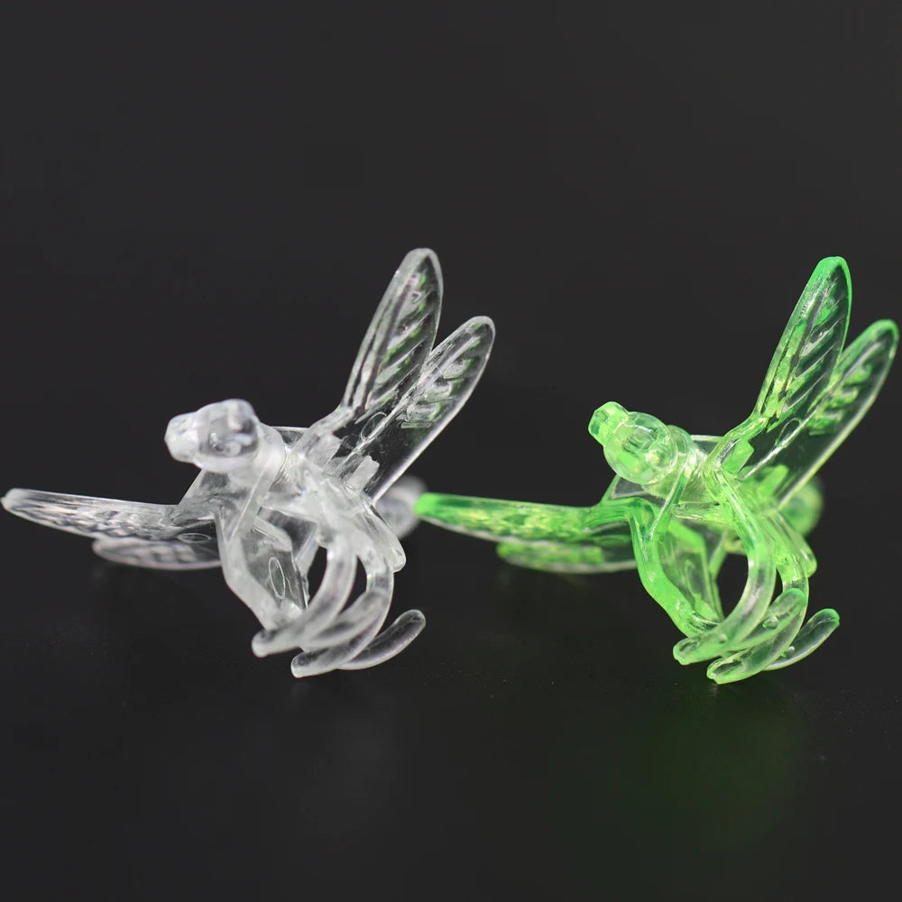 100–10 Stück Garten, transparent/grün, 36 x 36 mm, 4 Klauen, Libellenpflanze, festes Wachstum, Kletterrebe, Blumenstiele, dekorative Dekoration