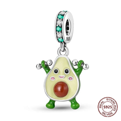 Flugzeug-Charm, 925er Silber, Original-Zirkon, Kleeblatt, Avocado, Charms, Perle, passend für Armbänder, DIY-Schmuck für Frauen, Hochzeitstag, Geschenk