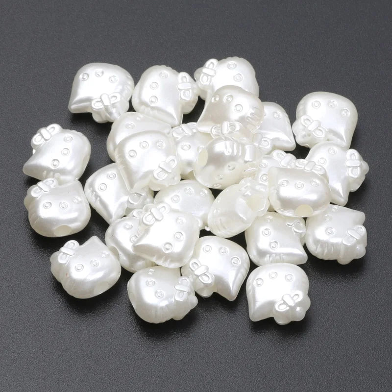 50 stücke 11mm Acryl Imitation Perle Perlen Cartoon Katze Perlen Für Schmuck Machen Armband Halskette Hand Diy Zubehör