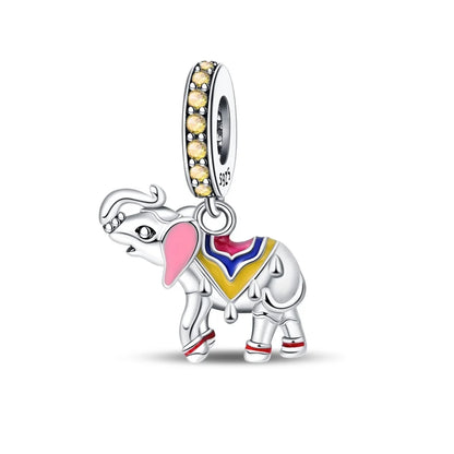 Heißer Verkauf 925er Sterlingsilber, bunter und funkelnder Elefant, baumelnder Charm für Armband, schöner Schmuck, Accessoires, Geschenke