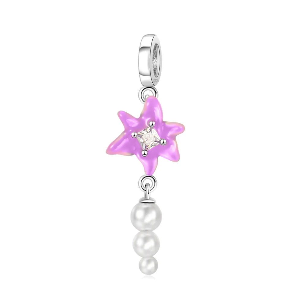 Lila Serie 925 Sterling Silber Maiglöckchen Rose Meerjungfrau Hexenhut Charm Passend für DIY Armband Halskette Charmante Geschenke