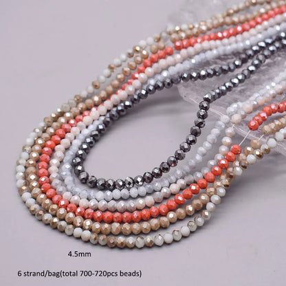 4 mm Farbschema, 6 Stränge/Beutel, Rondelle-Kristallglasperlen, facettierte lose Distanzperlen für Schmuckherstellung, Schmuck, DIY-Halskette