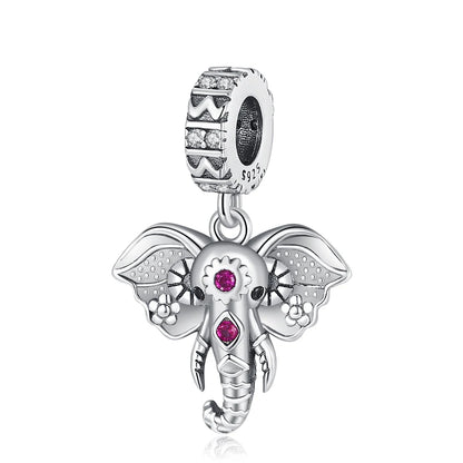 Heißer Verkauf 925er Sterlingsilber, bunter und funkelnder Elefant, baumelnder Charm für Armband, schöner Schmuck, Accessoires, Geschenke
