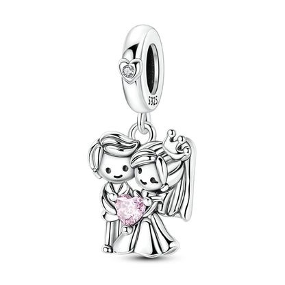 925 Sterling Silber Original Charms Perle CZ Zirkon Liebe Mama Rosa Herz Anhänger Passend für Armband DIY Damen Schmuck Geschenk für Freundin