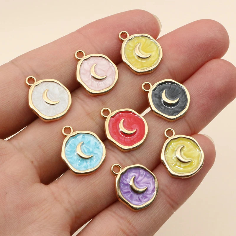 20 Stück Emaille Mond Herz Charms Anhänger Legierung Metall DIY Schmuck Herstellung Zubehör Ergebnisse für Armband Ohrringe Halskette