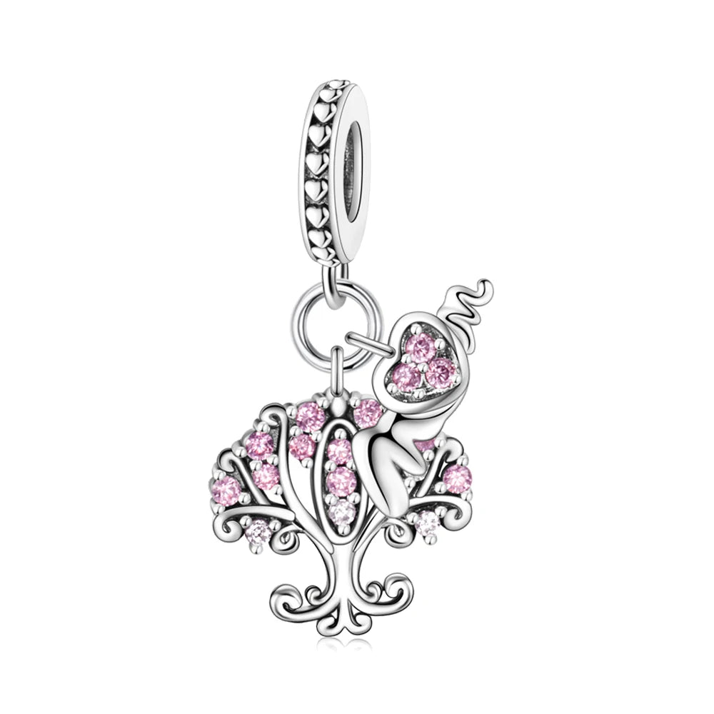 Wunderschöner Charm-Anhänger aus 925er-Sterlingsilber mit grünem Baum des Lebens, passend für DIY-Armband-Halskette. Ein Geschenk der Erlösung, das den Weg führt