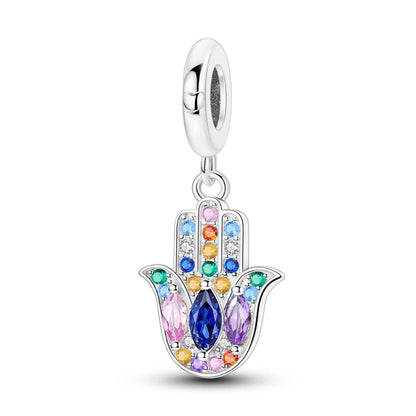 Funkelnde 925er-Sterlingsilber-Charm mit buntem Zirkon, festen Clip-Perlen und Engel-Anhänger, passend für Armbänder und Halsketten, exquisite Geschenke