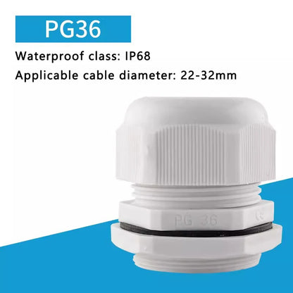 PG7-PG36 Kabelverschraubung, Kabeleingang, IP68, wasserdicht, weißes Nylon-Kunststoff-Anschlussstück