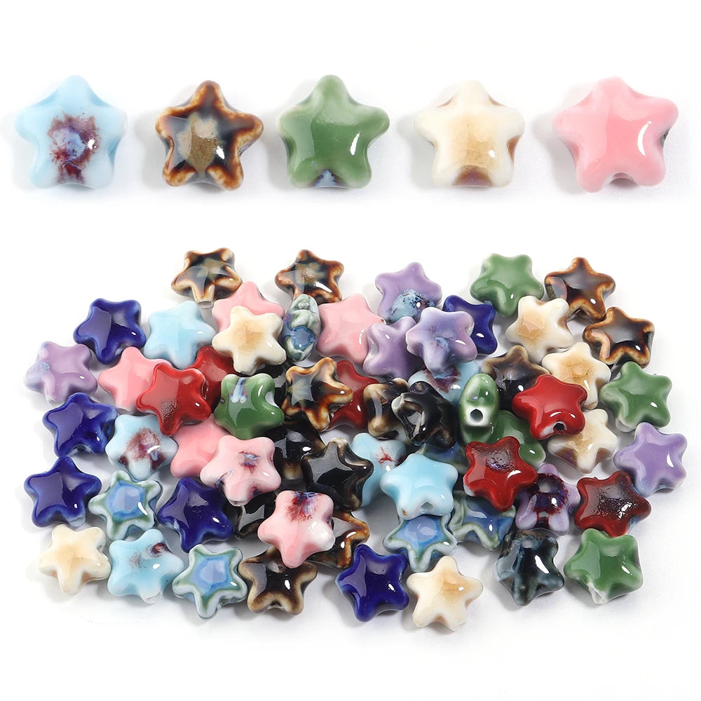 5 teile/los Keramik Stern Perlen Bunte 15x13,5mm Porzellan Lose Spacer Perlen Für DIY Schmuck Machen Armband halskette Zubehör