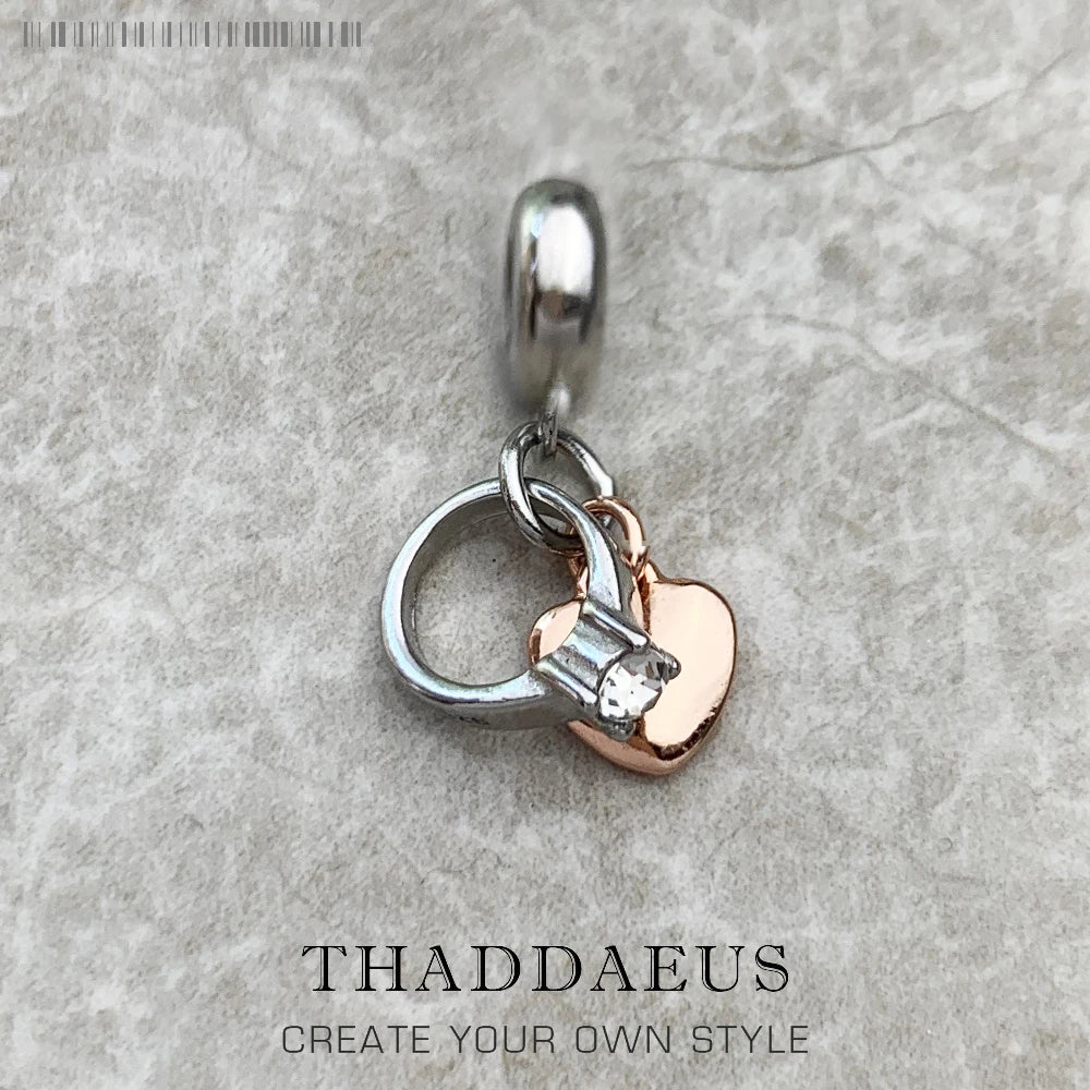 925 Sterling Silber Romantische Hochzeit Ring & Rose Gold Farbe Herz Anhänger Charme Für Frauen Neue Mode Schmuck