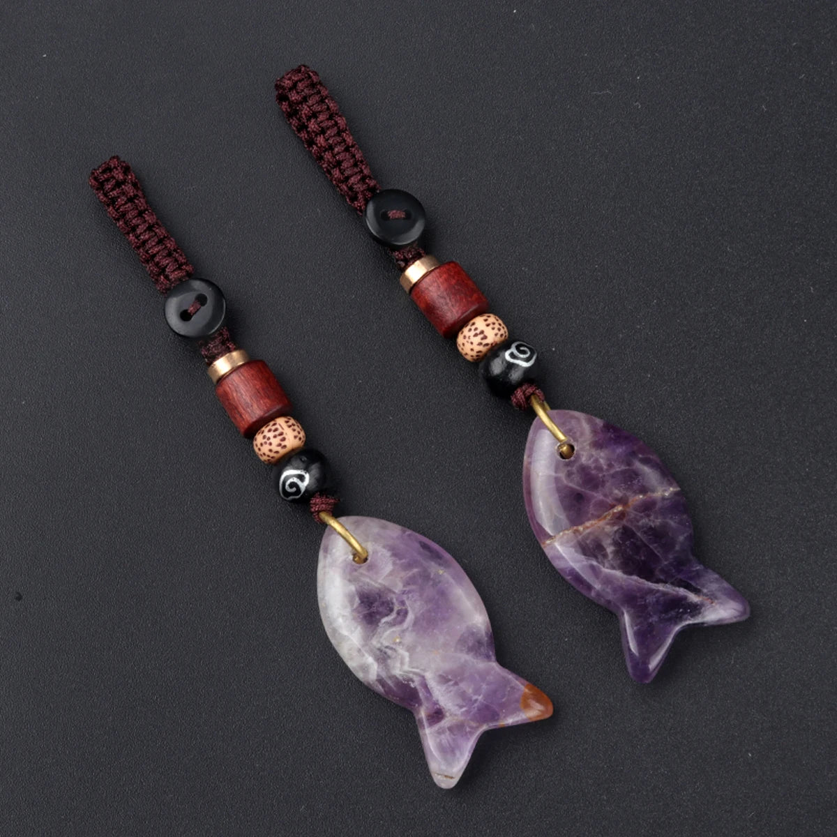 1 stücke natürliche Halbe del stein Tigerauge Stein gewebte kleine Fisch Auto Schlüssel bund Tasche Anhänger Schmuck Zubehör Geschenk
