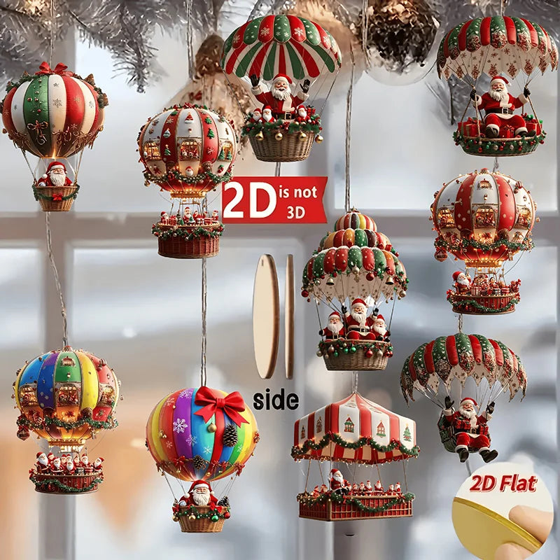2D Weihnachtsmann Fallschirm Weihnachtsbaum Ornamente Neujahr Party Dekoration 2025, Weihnachten Indoor Outdoor Home Decor DIY Geschenke