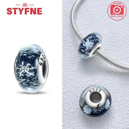 Echtes Sterlingsilber 925, Blumen-Charms, Glas, neue Original-Perle, bunt, Murano, passend für Original-Armbänder, DIY für Frauen, Schmuck, Geschenke