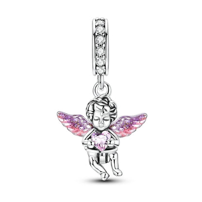 Heißer Verkauf, 925er-Sterlingsilber, Sterne und Mond, Perlen, Schmetterling und Engel, baumelnder Charm, passend für Armbänder, niedliche bunte Anhänger-Geschenke
