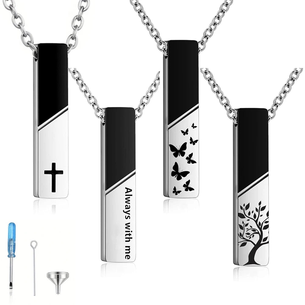 Urn Necklaces for Ashes and Keepsakes, Stainless Steel, Cube Pendant, Urn Necklace for Cremation