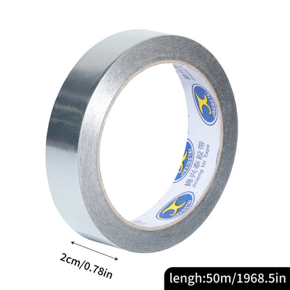 Aluminiumfolienband 50m, 50µ/0,05mm, Stark Klebend für Abdichtung, Isolierung, Hitzebeständigkeit, Verschiedene Breiten (2-20cm) für HVAC