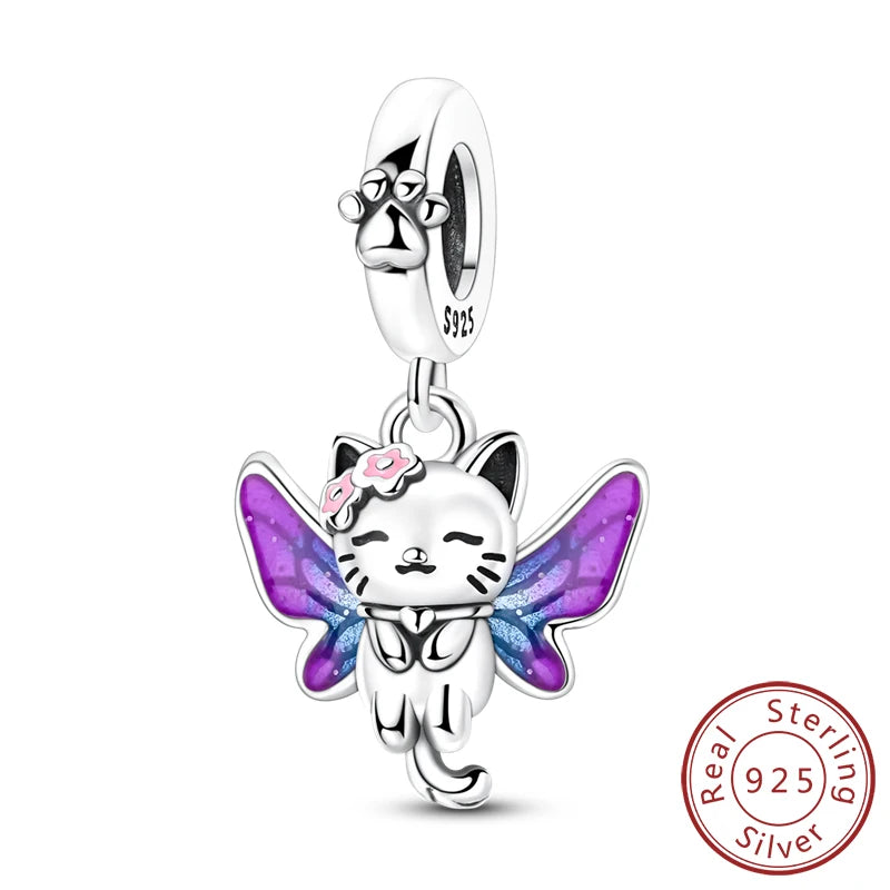Frühling Charms Perlen Anhänger 925 Sterling Silber Blume Schmetterling Libelle Pilz Charms Fit Armband Frau Mann DIY Schmuck