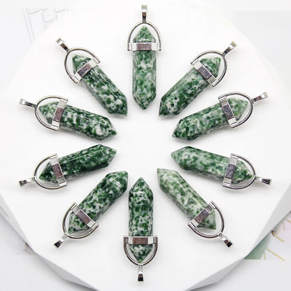 24 stücke Natürliche Stein Achate Quarz Kristall Anhänger Für Halskette Charme Fluorit Sechseckigen Anhänger DIY Schmuck Machen Zubehör