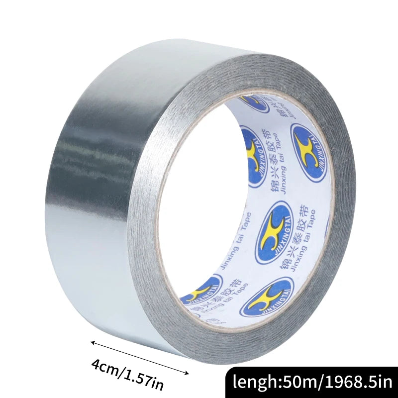 Aluminiumfolienband 50m, 50µ/0,05mm, Stark Klebend für Abdichtung, Isolierung, Hitzebeständigkeit, Verschiedene Breiten (2-20cm) für HVAC