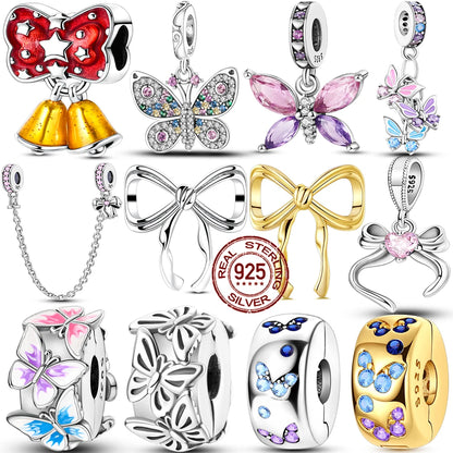 Heißer Verkauf 925 Silber Charms Perlen Schmetterling Serie Fit Original Armband Machen Edlen Schmuck Frauen DIY Geschenk
