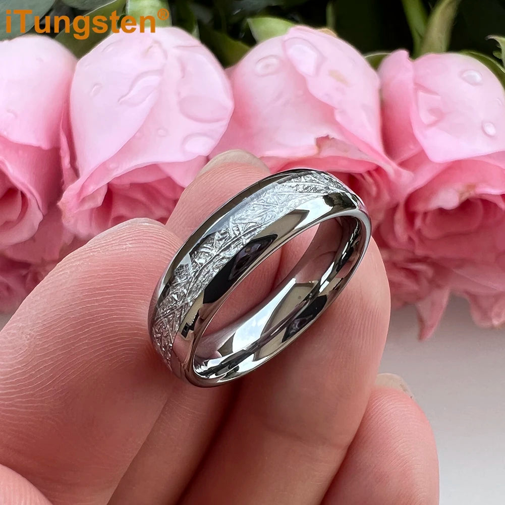 iTungsten 6/8mm Männer Frauen Helle Verlobung Hochzeit Band Wolfram Meteorit Ring Modeschmuck I Love You Graviert