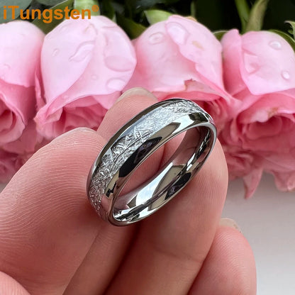 iTungsten 6/8mm Männer Frauen Helle Verlobung Hochzeit Band Wolfram Meteorit Ring Modeschmuck I Love You Graviert
