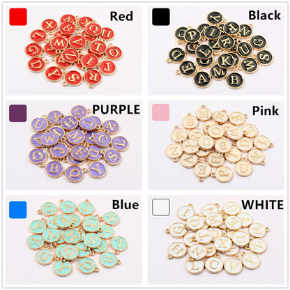 26 Stück 12x14mm A-Z Buchstaben Charms Emaille Alphabet Initial Letter Charms Anhänger Handgemachtes DIY Armband Schmuck Herstellung Zubehör