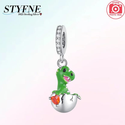 Charms der Drachen-Serie, 925er Silber, Flugsaurier, Tyrannosaurus, Chamäleon-Charm-Anhänger, passend für Original-Armbänder, DIY-Schmuckherstellung