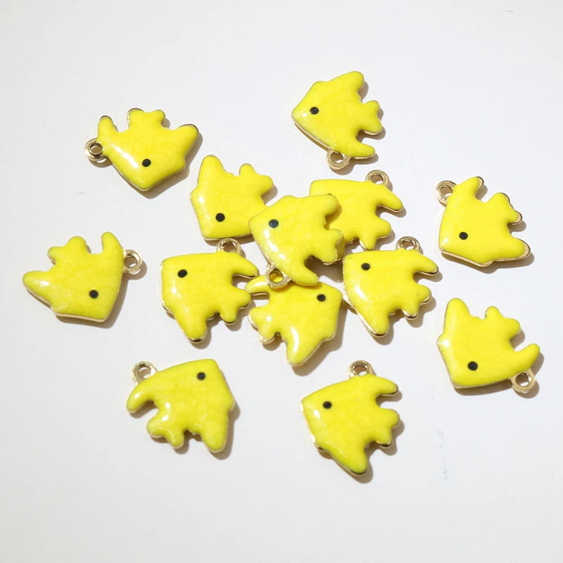 20 Stück Emaille Kleine Fisch Charms Anhänger Edelstahl 11x9mm DIY Schmuck Herstellung Zubehör für Ohrringe Halskette Armband