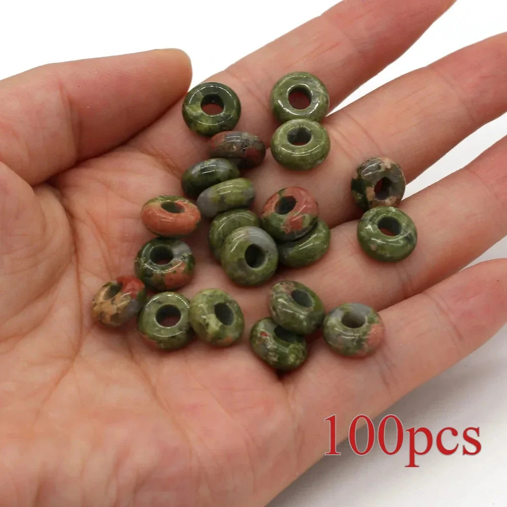 Großhandel 100 Stück Natursteinperlen, großes Loch, Abacus-Form, Agts-Steinperlen für die Herstellung von Schmuck, Halsketten, Loch 4 mm, Größe 5 x 10 mm