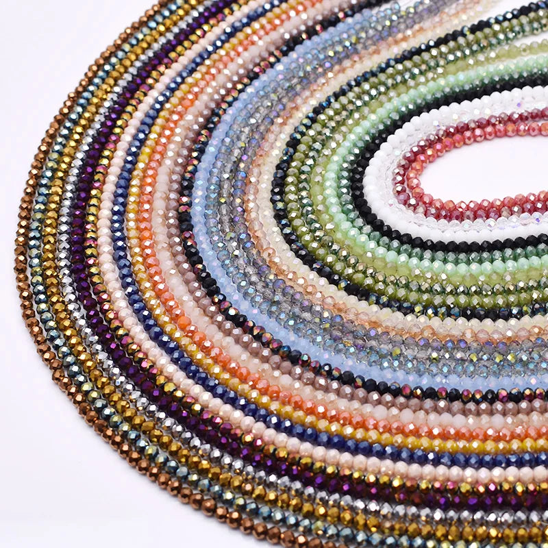 4 mm Farbschema, 6 Stränge/Beutel, Rondelle-Kristallglasperlen, facettierte lose Distanzperlen für Schmuckherstellung, Schmuck, DIY-Halskette