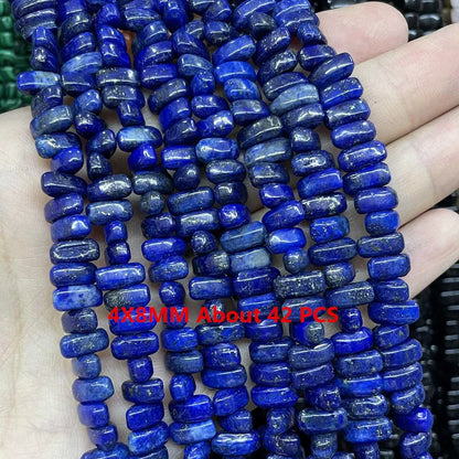 Natürliche Lapislazuli Runde Rohr Facettierte Lose Spacer Stein Perlen Für Schmuck Machen DIY Handgemachte Armbänder Halskette Zubehör