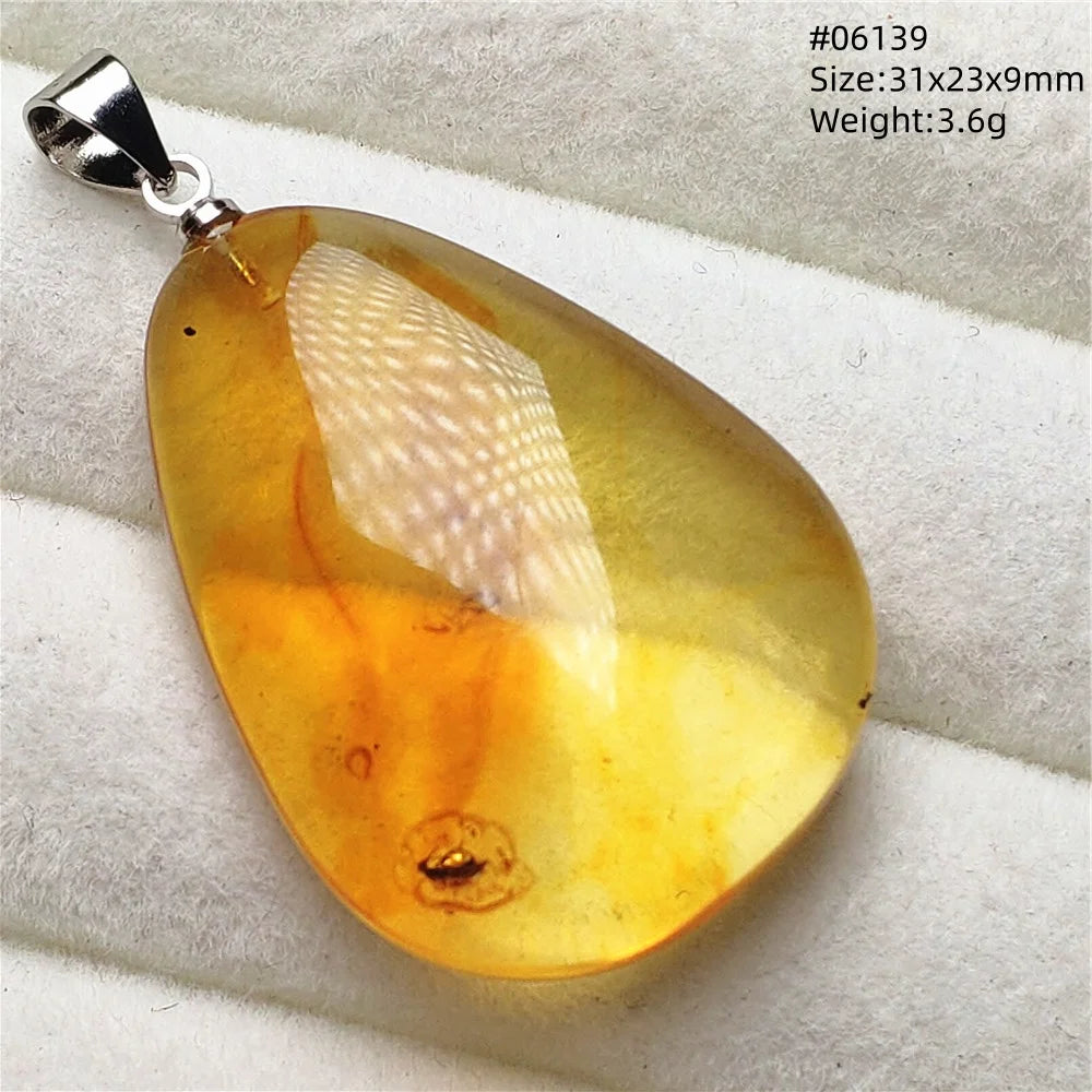 Natürlicher Piebald-Bernstein-Anhänger, gelber Bernstein, 36 x 23 x 14 mm, Edelstein-Anhänger, Halskette, Schmuck, AAAAA